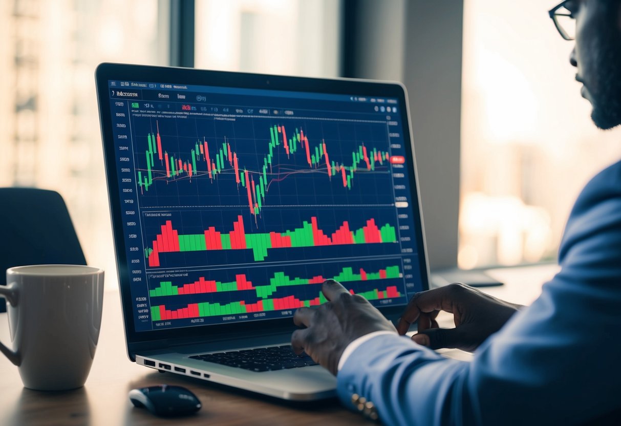 A person analyzing forex charts and market data for trading strategy