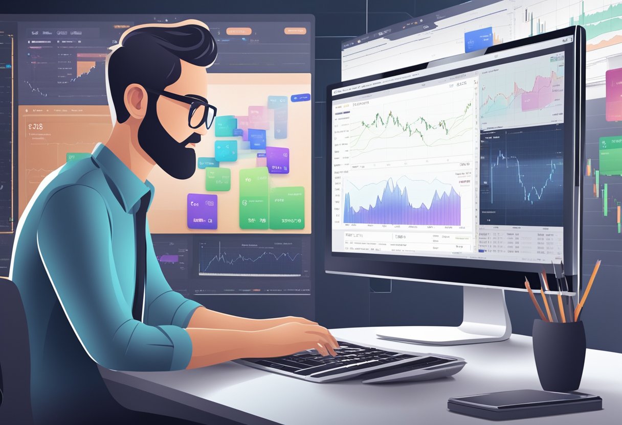 شخص يتنقل بسهولة عبر منصة تداول سهلة الاستخدام، مع مخططات واضحة وأدوات بديهية لتجربة تداول سلسة